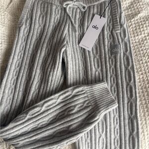NWT!! Alo Cable Knit Joggers - Light Gray